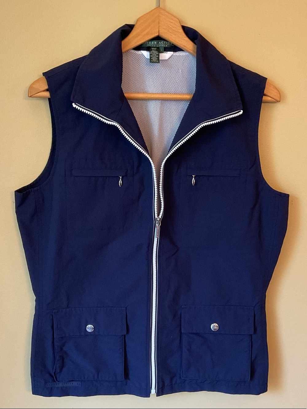 Ralph Lauren Active Navy Zip-Front Utility Vest Size Large